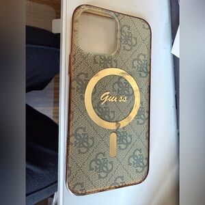 Iphone 13 pro mac case for Guess Gold and Black Floral Phone Case
